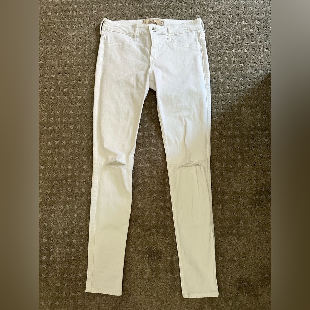 Hollister White Denim Distressed Skinny Jeans - Size 27